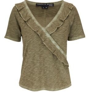 VERONICA BEARD Size S • Dubois Ruffled Cotton Light Army Green.